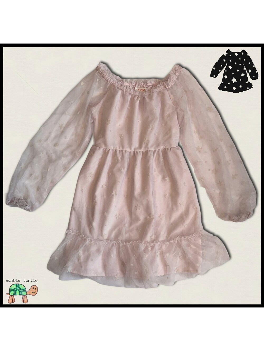 Cat & Jack Girls' Pink Star Print Long Sleeve Dress Size M (8)